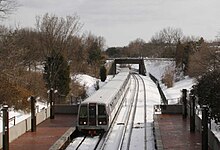 Arlington Cemetery station on a snowy day Arlington Cemetery Metro station.jpg