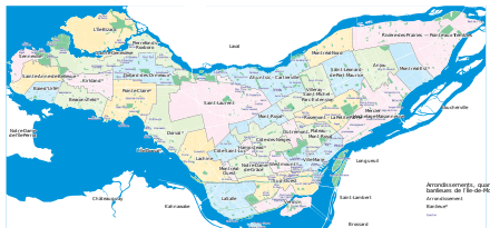 Map of boroughs & neighbourhoods on the island of Montreal.