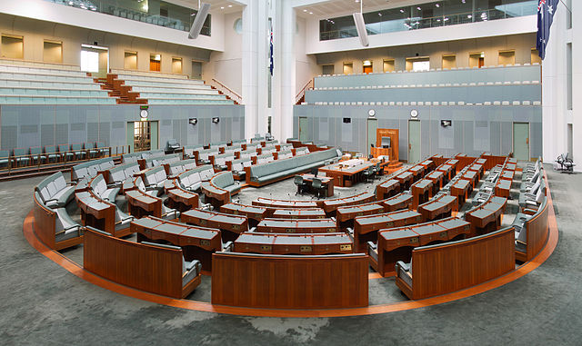 In the Australian House of Representatives, the Leader of the Opposition sits at the front table to the left of the Speaker's Chair (on the right-hand