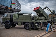 English: BM-21B, Belarusian modernization of BM-21 Grad MLRS. 10th international exhibition of arms and military machinery Milex-2021 (23-26 June 2021). Minsk, Belarus Русский: Модерназированная боевая машина БМ-21Б. 10-я международная выставка вооружения и военной техники Milex-2021 (23-26 июня 2021). Минск, Беларусь