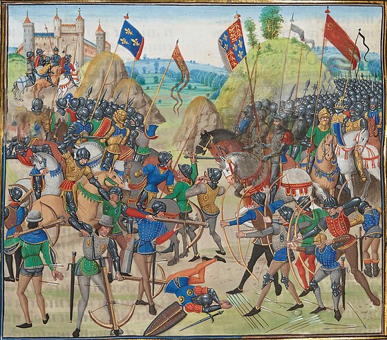 Bitwa pod Crécy (1346) na XV-wiecznej ilustracji.