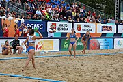 Deutsch: Beachhandball Europameisterschaften 2019 (Beach handball Euro); Tag 6: 7. Juli 2019 – Spiel um Platz Drei, Frauen, Kroatien-Niederlande 0:2 (14:23, 20:22) English: Beach handball Euro; Day 6: 7 July 2019 – Women's Bronze Medal Match – Croatia-Netherlands 0:2 (14:23, 20:22)