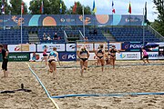 Deutsch: Beachhandball Europameisterschaften 2019 (Beach handball Euro); Tag 5: 6. Juli 2019 – Frauen, Halbfinale, Kroatien-Dänemark 1:2 (12:19, 17:10, 4:7) English: Beach handball Euro; Day 5: 6 July 2019 – Semifinal Men – Croatia-Denmark 1:2 (12:19, 17:10, 4:7)