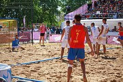 Deutsch: Beachhandball bei den Olympischen Jugendspielen 2018 in Buenos Aires; Tag 7, 13. Oktober 2018; Jungen, Halbfinale – Spanien-Kroatien 2:1 English: Beach handball at the 2018 Summer Youth Olympics in Buenos Aires at 13 October 2018 – Boys Semifinal – Spain-Croatia 2:1 Español: Handball de playa en los Juegos Olimpicos de la Juventud Buenos Aires 2018 en 13 de octubre de 2018 – Semifinales de chicos - España-Croacia 2:1