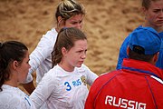 Deutsch: Beachhandball bei den Olympischen Jugendspielen 2018; Tag 6, 12. Oktober 2018; Mädchen, Platzierungsrundenspiel – Russland-Venezuela 2:0 English: Beach handball at the 2018 Summer Youth Olympics at 12 October 2018 – Girl's Consolation Round – Russland-Venezuela 2:0