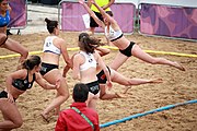 Deutsch: Beachhandball bei den Olympischen Jugendspielen 2018; Tag 6, 12. Oktober 2018; Mädchen, Hauptrundenspiel – Kroatien-Paraguay 2:0 English: Beach handball at the 2018 Summer Youth Olympics at 12 October 2018 – Girls Main Round – Croatia-Paraguay 2:0