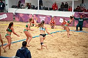 Deutsch: Beachhandball bei den Olympischen Jugendspielen 2018; Tag 5, 10. November 2018; Mädchen, Hauptrunde - Ungarn-Argentinien 1:2 English: Beach handball at the 2018 Summer Youth Olympics at 11 October 2018 – Girls Main Round – Hungary-Argentina 1:2