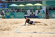 Deutsch: Beachvolleyball bei den Olympischen Jugendspielen 2018; Tag 11, 17. Oktober 2018; Jungen, Spiel um Platz 3 – Argentinien-Ungarn 2:0 (21–15/21–15) English: Beach volleyball at the 2018 Summer Youth Olympics at 17 October 2018 – Bronze Medal Match – Argentina-Hungary 2:0 (21–15/21–15)