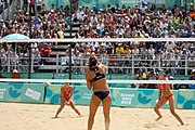 Deutsch: Beachvolleyball bei den Olympischen Jugendspielen 2018; Tag 11, 17. Oktober 2018; Mädchen, Finale – Italien (Claudia Scampoli & Nicol Bertozzi)- Russland (Maria Woronina & Maria Botscharow) 0:2 (19–21/19–21) English: Beach volleyball at the 2018 Summer Youth Olympics at 17 October 2018 – Girls Final – Italy (Claudia Scampoli & Nicol Bertozzi) - Russia (Maria Voronina & Maria Bocharova) 0:2 (19–21/19–21)