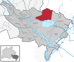 Stadsdelen Friedrichshagens läge i Treptow-Köpenick, Berlin