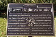 English: In Berwyn Heights, Maryland, a historic plaque at Berwyn Heights Association