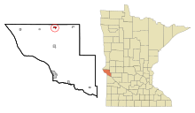 Big Stone County Minnesota Sisällytetyt ja rekisteröimättömät alueet Graceville Highlighted.svg