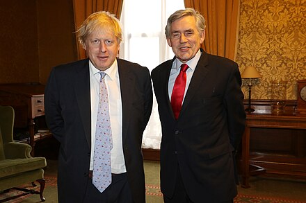 Johnson with former prime minister Gordon Brown in May 2018