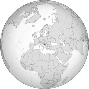 Bosnia y Herzegovina en el mapa mundial