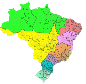 Map of Brazilian area code ranges by state Brasil - Codigos de area DDD.png