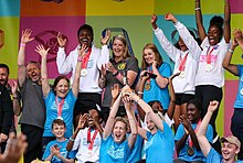 Bromley celebrate winning the Jubilee Trophy in 2019 Bromley 2019.jpg