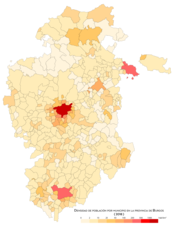 Hustota obyvatelstva podle obcí v roce 2018
