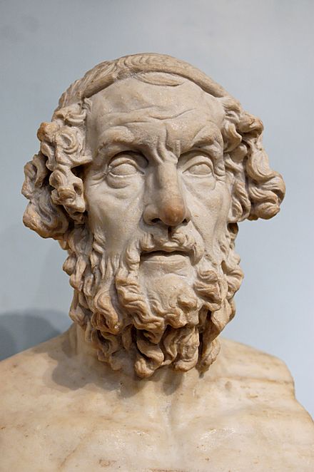 Bust of Homer, author of the Iliad and the Odyssey, two epic poems which are the central works of ancient Greek literature
