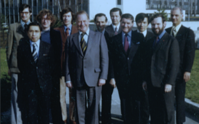 Major contributors to CCITT X.25, photographed just after its approval in March 1976. CCITT SGVIi chairman and X25 Rapporteur and supporters.png