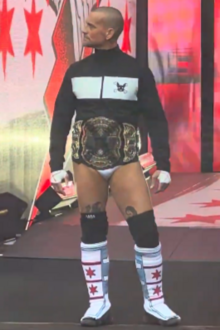 CM Punk making his entrance at All In with the "Real World Championship". CM Punk All In 2023.png