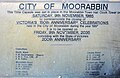 Plaque of City of Moorabbin