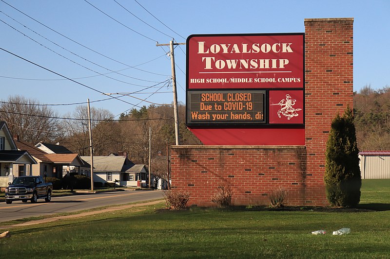 File:COVID-19 School closure sign in Williamsport, PA, USA.jpg