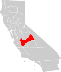Locatie van Fresno County in Californië