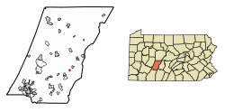 Location of Cassandra in Cambria County, Pennsylvania.