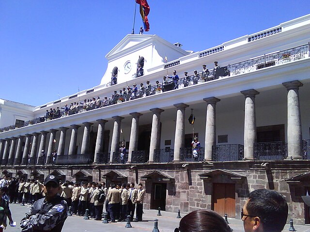 Carondelet Palace, Presidential Palace – with changing of the guards. The Historic Center of Quito, Ecuador, is one of the largest, least-altered and 