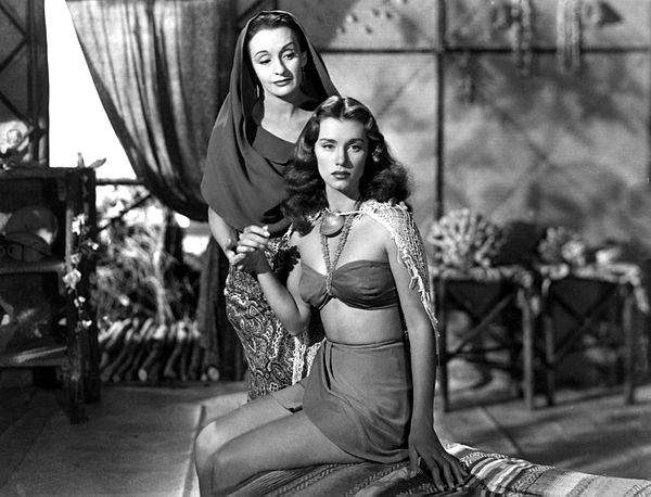 Mexican actresses Linda Christian and Andrea Palma in a scene of the film.