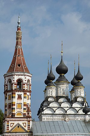 Russia, Suzdal. Church of Antipia and Lazarevskaya Church