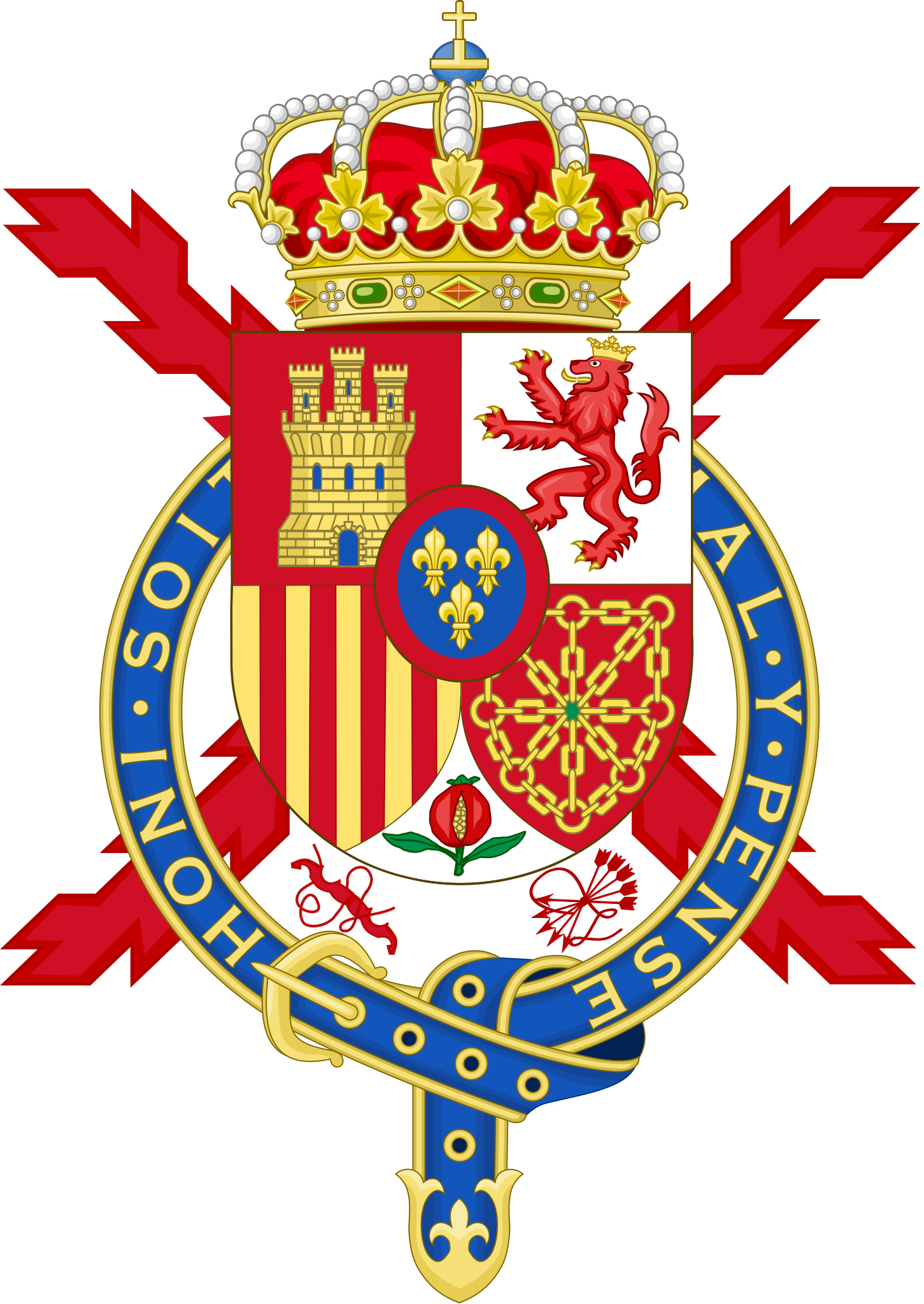 File Coat Of Arms Of Juan Carlos I Of Spain Member Of The Garter Variant Svg Wikimedia Commons