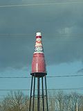 World's Largest Catsup Bottle water tower in Collinsville, Illinois (1949)