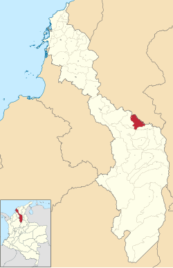 Местоположение на общината и град Маргарита, Боливар в департамент Боливар в Колумбия
