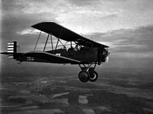 A Consolidated O-17 of the 104th Observation Squadron during a mission on 11 September 1931 Consolidated O-17 Maryland NG in flight 1931.jpg