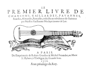 Guitarra de 4 tiempos en la portada del libro de música, 1552