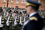 Irish Army Honor Guard. Note: Steyr AUG with EICKHORN KCB-70 type multi-purpose bayonet