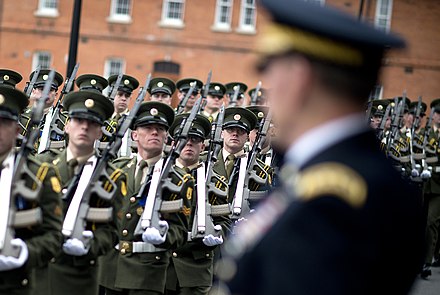 Army parade (march past) with Steyr AUG service rifles in service dress