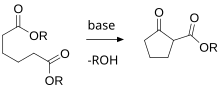 Dieckmann ring-closing reaction Dieckmann condensation scheme.svg