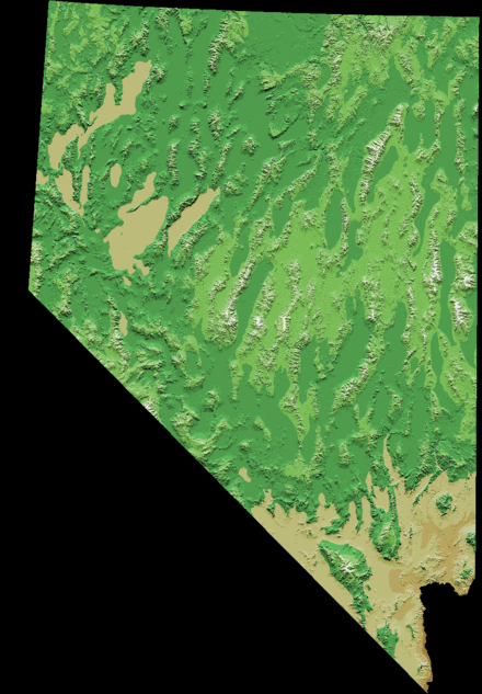 Topographic map of Nevada