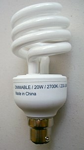 Dimmable integrated helical CFL that dims 2-100%, comparable to standard light bulb dimming properties Dimmable CFL.jpg