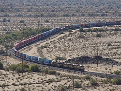 Long container train eastbound at Shawmut, Arizona