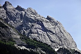 Crête occidentale – Sattelspitzen, Engelburg, Tannenspitze et Rosenlauistock vus du nord : paroi est (versant de l'Ochsental).