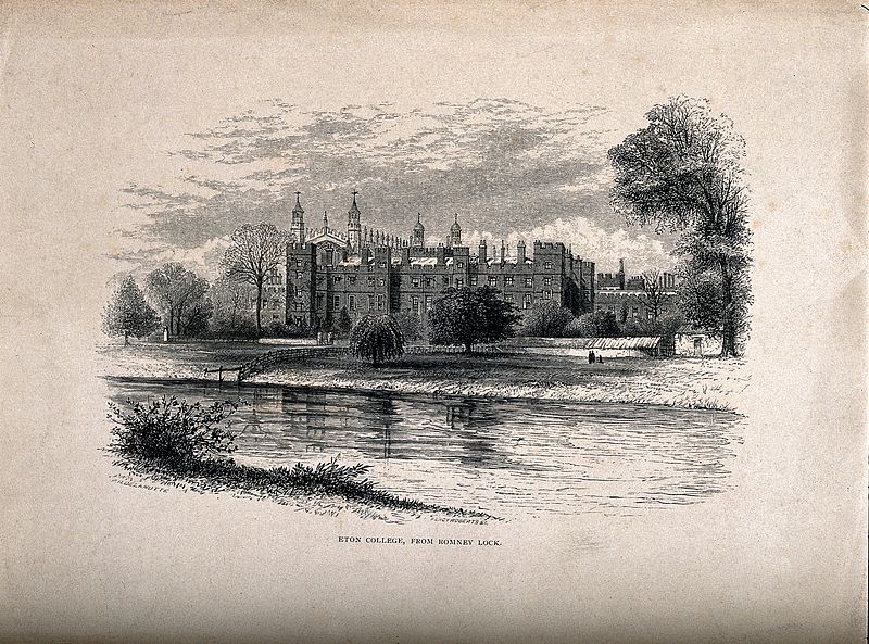 File:Eton College School from Romney Lock, Berkshire. Wood engrav Wellcome V0012638.jpg