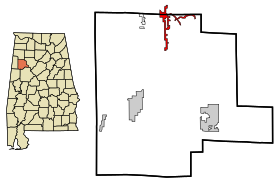 Fayette County Alabama Incorporated and Unincorporated areas Glen Allen Highlighted.svg