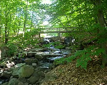 The 150-acre Flat Rock Brook nature preserve is located in Englewood. Flat Rock Brook dam jeh.jpg