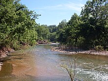 Fox Creek looking south from county road bridge at Champion, Missouri, USA