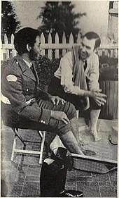 Rogers and François Clemmons having a foot bath in 1969, breaking a well-known color barrier.[41]