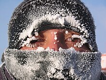 Frozen face of wintering personnel (Christophe Mozer) during first Dome C winterover (2005)