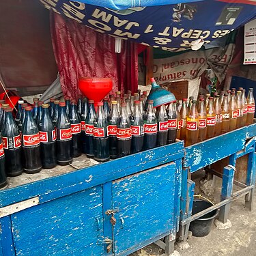 gasoline sold in Coca Cola bottles, Indonesia